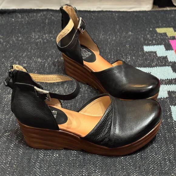 MIZ MOOZ Acadia Wide Mary Jane Platform Wedge Leather Sandal, Black, EU 40 - Picture 6 of 17